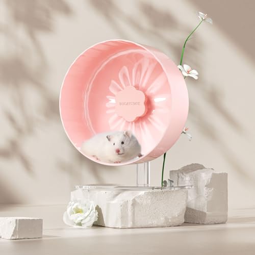 BUCATSTATE Hamsterrad, 26cm Laufrad Hamster Leise Hamster Spielzeug rutschfeste für Zwerghamster Mäuse Eichhörnchen Chinchillas Kleintier Haustier (Rosa) von BUCATSTATE