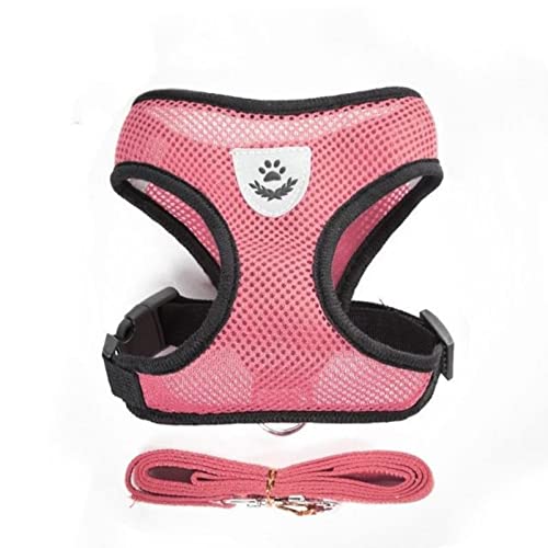 Bucros Hundehalsband Haustier Atmungsaktives Netzhundgeschirr Weich Bequem Bequem Verstellbar Kleine Mittelgroße Katzenhundweste Leine-Pink,XL von BUCROS