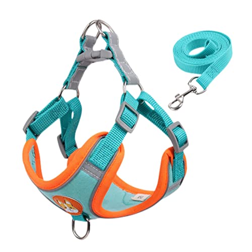 Bucros Hundehalsband Kleiner Hundekabelbaum Und Leine Set Brustgurt Haustier Verstellbares Reflektierendes Rot Blau-Blue Dog Harness,S(2-3Kg) von BUCROS