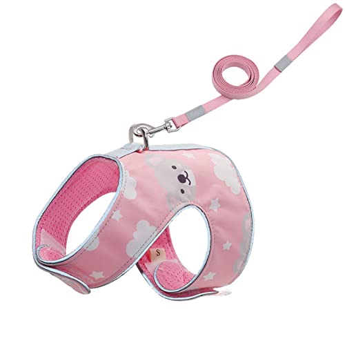 Bucros Hundehalsband Pet-Leine Und Kabelbaum Setzt Anti-Strike-Seil Atmungsaktives Netz Reflektierend Bequeme Hundegurte Im Westenstil-Pink,L 5Kg-7Kg von BUCROS