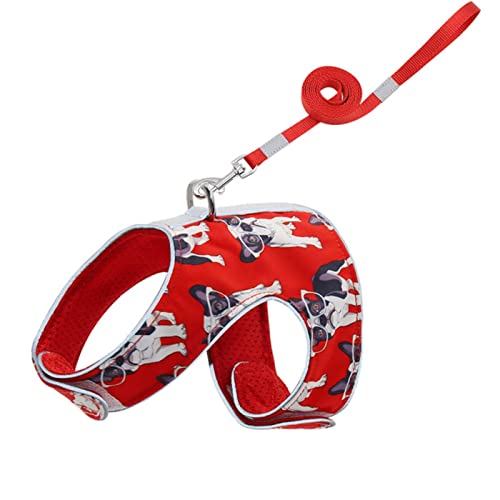 Bucros Hundehalsband Pet-Leine Und Kabelbaum Setzt Anti-Strike-Seil Atmungsaktives Netz Reflektierend Bequeme Hundegurte Im Westenstil-Red,L 5Kg-7Kg von BUCROS