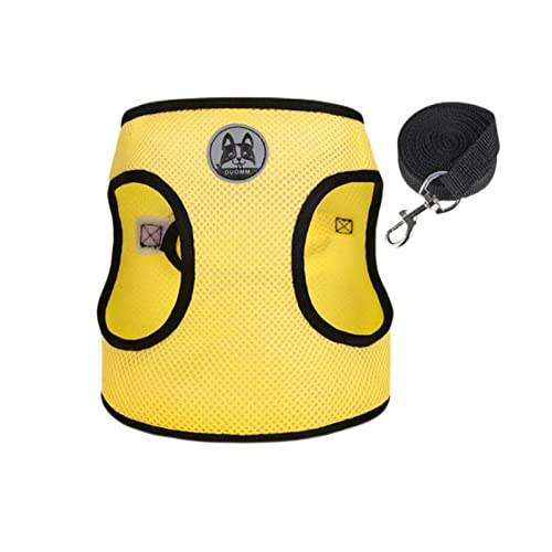Bucros Hundehalsband Reflektierende Kleine Mittlere Hundekabelbaumweste Leine Atmungsaktiv-Yellow Dog Harness,L(48-54Cm) von BUCROS