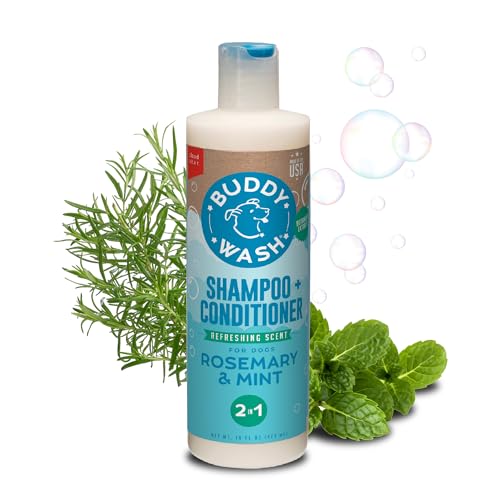 Buddy Wash Dog 2 in 1 Shampoo Conditioner Rosemary Mint Soap Free Natural 16z von BUDDY BISCUITS