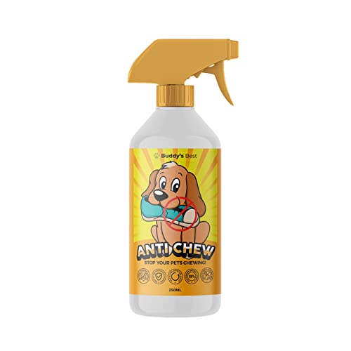 BUDDY'S BEST Anti-Kau-Spray für Welpen & Hunde, Kauen stoppen Trainingsspray für Hunde, Verhindert Kauen und Beißen, Schnell wirkendes, wirksames und sicheres Mittel, 250ml von BUDDY'S BEST