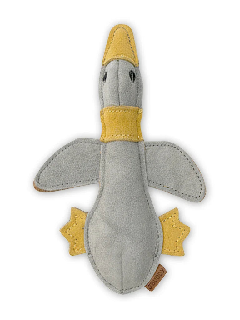 Große ENTE BUDDY. Hundespielzeug aus Leder - natürliche Materialien ohne Quietscher - nachhaltig von BUDDY. Hundezubehör