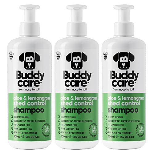 Fellpflege-Shampoo von Buddycare - Shampoo zur Kontrolle des Haarausfalls bei Hunden - Mit Aloe Vera und Pro-Vitamin B5 (500ml x3) von Buddycare
