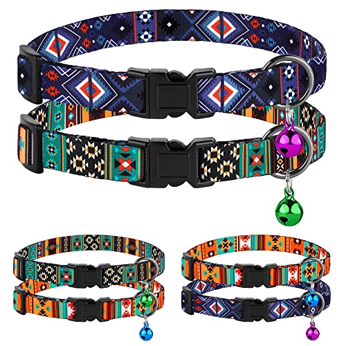 Murom Katzenhalsband mit Abreißverschluss, verstellbares Muster, Tribal-Aztekenmuster, Südwesten, Sicherheitshalsbänder für Katzen, Kätzchen (Azteken + Tribal), 2 Stück von BUDKAS MUROM