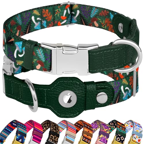 AirTag Hundehalsband für kleine, mittelgroße und große Rassen, verstellbares Hundehalsband mit niedlichem Muster, mit Airtag-Halter, weiches Leder, GPS, Apple Air-Tag, Haustier-Halsband, Größe M, 35,6 AirTag Hundehalsband für kleine, mittelgroße und große Rassen, verstellbares Hundehalsband mit niedlichem Muster, mit Airtag-Halter, weiches Leder, GPS, Apple Air-Tag, Haustier-Halsband, Größe M, 35,6 von BUDKAS