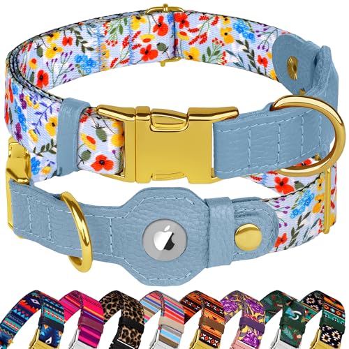 AirTag Hundehalsband für kleine, mittelgroße und große Rassen, verstellbares Hundehalsband mit niedlichem Muster, mit Airtag-Halter, weiches Leder, GPS, Apple Air-Tag, Haustier-Halsband, Größe L, 43,2 AirTag Hundehalsband für kleine, mittelgroße und große Rassen, verstellbares Hundehalsband mit niedlichem Muster, mit Airtag-Halter, weiches Leder, GPS, Apple Air-Tag, Haustier-Halsband, Größe L, 43,2 von BUDKAS