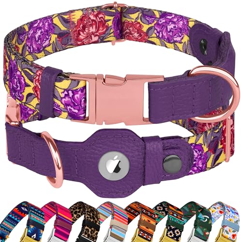 AirTag Hundehalsband für kleine, mittelgroße und große Rassen, verstellbares Hundehalsband mit niedlichem Muster, mit Airtag-Halterung, weiches Leder, GPS, Apple Air-Tag, Haustier-Halsbänder (XL, 50,8 AirTag Hundehalsband für kleine, mittelgroße und große Rassen, verstellbares Hundehalsband mit niedlichem Muster, mit Airtag-Halterung, weiches Leder, GPS, Apple Air-Tag, Haustier-Halsbänder (XL, 50,8 von BUDKAS