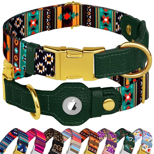 AirTag Hundehalsband für kleine, mittelgroße und große Rassen, verstellbares Hundehalsband mit niedlichem Muster, mit Airtag-Halterung, weiches Leder, GPS, Apple Air-Tag, Haustier-Halsbänder (klein AirTag Hundehalsband für kleine, mittelgroße und große Rassen, verstellbares Hundehalsband mit niedlichem Muster, mit Airtag-Halterung, weiches Leder, GPS, Apple Air-Tag, Haustier-Halsbänder (klein von BUDKAS