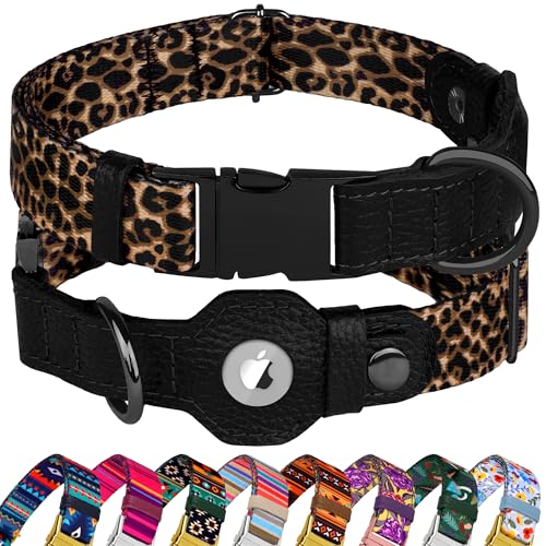 AirTag Hundehalsband für kleine, mittelgroße und große Rassen, verstellbares Hundehalsband mit niedlichem Muster, mit Airtag-Halterung, weiches Leder, GPS, Apple Air-Tag, Haustier-Halsband, Größe S AirTag Hundehalsband für kleine, mittelgroße und große Rassen, verstellbares Hundehalsband mit niedlichem Muster, mit Airtag-Halterung, weiches Leder, GPS, Apple Air-Tag, Haustier-Halsband, Größe S von BUDKAS