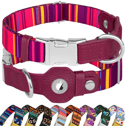 AirTag Hundehalsband für kleine, mittelgroße und große Rassen, verstellbares Hundehalsband mit niedlichem Muster, mit Airtag-Halterung, weiches Leder, GPS, Apple Air-Tag, Haustier-Halsband, Größe M AirTag Hundehalsband für kleine, mittelgroße und große Rassen, verstellbares Hundehalsband mit niedlichem Muster, mit Airtag-Halterung, weiches Leder, GPS, Apple Air-Tag, Haustier-Halsband, Größe M von BUDKAS