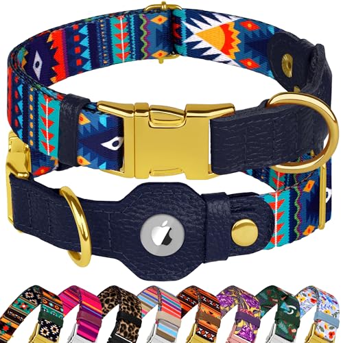 AirTag Hundehalsband für kleine, mittelgroße und große Rassen, verstellbares Hundehalsband mit niedlichem Muster, mit Airtag-Halterung, weiches Leder, GPS, Apple Air-Tag, Haustier-Halsband, Größe XL AirTag Hundehalsband für kleine, mittelgroße und große Rassen, verstellbares Hundehalsband mit niedlichem Muster, mit Airtag-Halterung, weiches Leder, GPS, Apple Air-Tag, Haustier-Halsband, Größe XL von BUDKAS