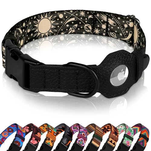 AirTag Hundehalsband mit Metallschnalle, weiches Leder, bedrucktes Nylon, mit Apple-AirTag-Halter, niedliches GPS-Haustierhalsband für Mädchen, Jungen, kleine und große Hunde (S, 30,5 - 38,1 cm AirTag Hundehalsband mit Metallschnalle, weiches Leder, bedrucktes Nylon, mit Apple-AirTag-Halter, niedliches GPS-Haustierhalsband für Mädchen, Jungen, kleine und große Hunde (S, 30,5 - 38,1 cm von BUDKAS