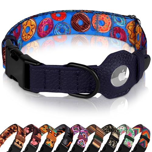 AirTag Hundehalsband mit Metallschnalle, weiches Leder, bedrucktes Nylon, mit Apple-AirTag-Halter, niedliches GPS-Haustierhalsband für Mädchen, Jungen, kleine und große Hunde (XL, 50,8 - 63,5 cm, AirTag Hundehalsband mit Metallschnalle, weiches Leder, bedrucktes Nylon, mit Apple-AirTag-Halter, niedliches GPS-Haustierhalsband für Mädchen, Jungen, kleine und große Hunde (XL, 50,8 - 63,5 cm, von BUDKAS