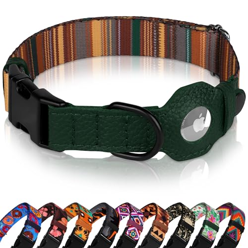 AirTag Hundehalsband mit Metallschnalle, weiches Leder, bedrucktes Nylon, mit Apple-AirTag-Halter, niedliches GPS-Haustierhalsband für Mädchen, Jungen, kleine und große Hunde (XL, 50,8 - 63,5 cm AirTag Hundehalsband mit Metallschnalle, weiches Leder, bedrucktes Nylon, mit Apple-AirTag-Halter, niedliches GPS-Haustierhalsband für Mädchen, Jungen, kleine und große Hunde (XL, 50,8 - 63,5 cm von BUDKAS