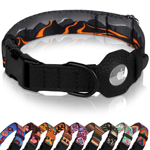 AirTag Hundehalsband mit Metallschnalle, weiches Leder, bedrucktes Nylon, mit Apple-AirTag-Halter, niedliches Tracking-GPS-Haustierhalsband für Mädchen, Jungen, kleine und große Hunde (XL, 50,8 - 63,5 AirTag Hundehalsband mit Metallschnalle, weiches Leder, bedrucktes Nylon, mit Apple-AirTag-Halter, niedliches Tracking-GPS-Haustierhalsband für Mädchen, Jungen, kleine und große Hunde (XL, 50,8 - 63,5 von BUDKAS