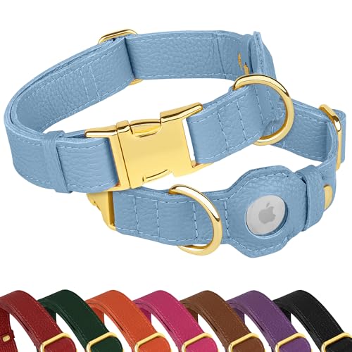 Airtag-Hundehalsband aus Leder, weiches Tracking-Hundehalsband mit Apple-AirTag-Halterung und Metallschnalle, Sicherheits-GPS-Halsbänder für kleine, mittelgroße und große Hunde, Welpen, Rosa-Rot Airtag-Hundehalsband aus Leder, weiches Tracking-Hundehalsband mit Apple-AirTag-Halterung und Metallschnalle, Sicherheits-GPS-Halsbänder für kleine, mittelgroße und große Hunde, Welpen, Rosa-Rot von BUDKAS