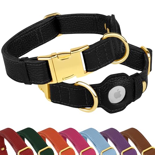 Airtag-Hundehalsband aus Leder, weiches Tracking-Hundehalsband mit Apple-AirTag-Halterung und Metallschnalle, Sicherheits-GPS-Haustierhalsbänder für kleine, mittelgroße und große Hunde, Welpen, Rosa Airtag-Hundehalsband aus Leder, weiches Tracking-Hundehalsband mit Apple-AirTag-Halterung und Metallschnalle, Sicherheits-GPS-Haustierhalsbänder für kleine, mittelgroße und große Hunde, Welpen, Rosa von BUDKAS