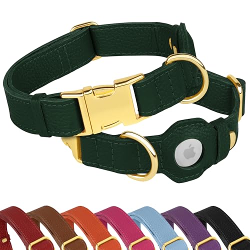 Airtag-Hundehalsband aus Leder, weiches Tracking-Hundehalsband mit Apple-AirTag-Halterung und Metallschnalle, Sicherheits-GPS-Haustierhalsbänder für kleine, mittelgroße und große Hunde, Welpen, Rosa Airtag-Hundehalsband aus Leder, weiches Tracking-Hundehalsband mit Apple-AirTag-Halterung und Metallschnalle, Sicherheits-GPS-Haustierhalsbänder für kleine, mittelgroße und große Hunde, Welpen, Rosa von BUDKAS