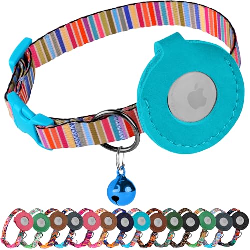 Airtag Katzenhalsband mit Glöckchen, nicht abreißbar, weiches Haustierhalsband mit Leder-Airtag-Halter, verstellbares GPS-Anti-Verlust-Halsband für Mädchen, Jungen, Katzen, Kätzchen, Welpen, leicht Airtag Katzenhalsband mit Glöckchen, nicht abreißbar, weiches Haustierhalsband mit Leder-Airtag-Halter, verstellbares GPS-Anti-Verlust-Halsband für Mädchen, Jungen, Katzen, Kätzchen, Welpen, leicht von BUDKAS