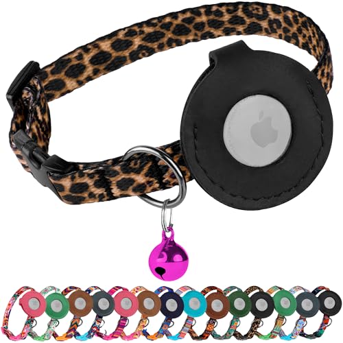 Airtag Katzenhalsband mit Glöckchen, nicht abreißbar, weiches Haustierhalsband mit Leder-Airtag-Halter, verstellbares GPS-Anti-Verlust-Halsband für Mädchen, Jungen, Katzen, Kätzchen, Welpen, leicht Airtag Katzenhalsband mit Glöckchen, nicht abreißbar, weiches Haustierhalsband mit Leder-Airtag-Halter, verstellbares GPS-Anti-Verlust-Halsband für Mädchen, Jungen, Katzen, Kätzchen, Welpen, leicht von BUDKAS