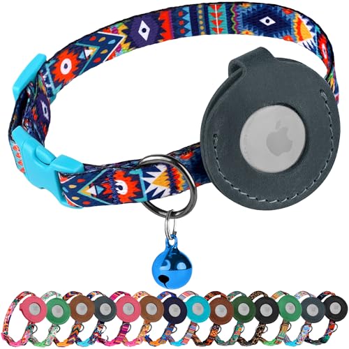 Airtag Katzenhalsband mit Glöckchen, nicht abreißbar, weiches Haustierhalsband mit Leder-Airtag-Halter, verstellbares GPS-Anti-Verlust-Halsband für Mädchen, Jungen, Katzen, Kätzchen, Welpen, leicht Airtag Katzenhalsband mit Glöckchen, nicht abreißbar, weiches Haustierhalsband mit Leder-Airtag-Halter, verstellbares GPS-Anti-Verlust-Halsband für Mädchen, Jungen, Katzen, Kätzchen, Welpen, leicht von BUDKAS