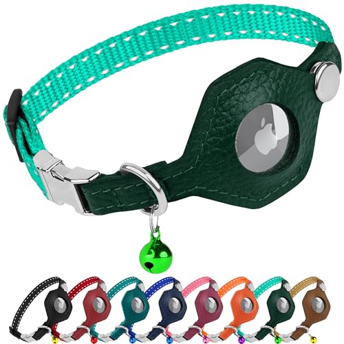 BUDKAS AirTag-Katzenhalsband aus Leder mit Metallschnalle, reflektierend, nicht abreißbar, mit Apple-AirTag-Halterung und Glocke, GPS-Tracking-Haustierhalsbänder für Jungen, Mädchen, kleine Hunde, BUDKAS AirTag-Katzenhalsband aus Leder mit Metallschnalle, reflektierend, nicht abreißbar, mit Apple-AirTag-Halterung und Glocke, GPS-Tracking-Haustierhalsbänder für Jungen, Mädchen, kleine Hunde, von BUDKAS