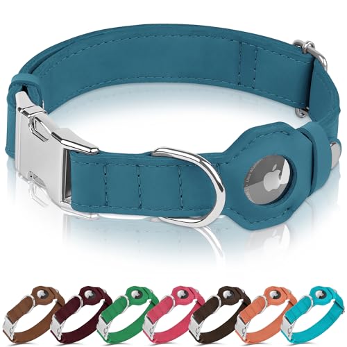 BUDKAS Hundehalsband aus Leder mit Airtag-Halterung, weich, verstellbar, Airtag-Hundehalsband mit Metallschnalle, GPS-Tracking-Haustierhalsband für kleine, große Hunde, Welpen, Katzen (Dunkelblau, S, BUDKAS Hundehalsband aus Leder mit Airtag-Halterung, weich, verstellbar, Airtag-Hundehalsband mit Metallschnalle, GPS-Tracking-Haustierhalsband für kleine, große Hunde, Welpen, Katzen (Dunkelblau, S, von BUDKAS
