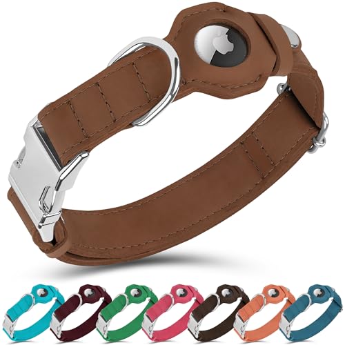 BUDKAS Katzenhalsband aus Leder mit Airtag-Halter, nicht abreißbar, weich, verstellbar, Airtag-Hundehalsband mit Metallschnalle, GPS-Tracking-Haustierhalsband für kleine Hunde, Welpen, Katzen, Zimt, BUDKAS Katzenhalsband aus Leder mit Airtag-Halter, nicht abreißbar, weich, verstellbar, Airtag-Hundehalsband mit Metallschnalle, GPS-Tracking-Haustierhalsband für kleine Hunde, Welpen, Katzen, Zimt, von BUDKAS