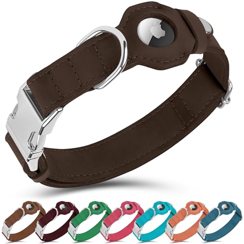 BUDKAS Hundehalsband aus Leder mit Airtag-Halterung, nicht abreißbar, weich, verstellbar, Airtag-Hundehalsband mit Metallschnalle, GPS-Tracking-Haustierhalsband für kleine Hunde, Welpen, Katzen BUDKAS Hundehalsband aus Leder mit Airtag-Halterung, nicht abreißbar, weich, verstellbar, Airtag-Hundehalsband mit Metallschnalle, GPS-Tracking-Haustierhalsband für kleine Hunde, Welpen, Katzen von BUDKAS
