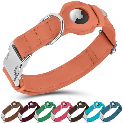 BUDKAS Hundehalsband aus Leder mit Airtag-Halterung, nicht abreißbar, weich, verstellbar, Airtag-Hundehalsband mit Metallschnalle, GPS-Tracking-Haustierhalsband für kleine Hunde, Welpen, Katzen BUDKAS Hundehalsband aus Leder mit Airtag-Halterung, nicht abreißbar, weich, verstellbar, Airtag-Hundehalsband mit Metallschnalle, GPS-Tracking-Haustierhalsband für kleine Hunde, Welpen, Katzen von BUDKAS