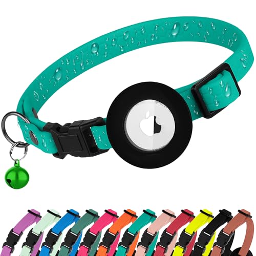BUDKAS Wasserdichtes Katzenhalsband mit abnehmbarem Airtag-Halter, niedliches Sicherheits-Apple-Airtag-Katzenhalsband mit Glocke, leichtes GPS-Tracking-Haustierhalsband für Mädchen, Jungen, Katzen, BUDKAS Wasserdichtes Katzenhalsband mit abnehmbarem Airtag-Halter, niedliches Sicherheits-Apple-Airtag-Katzenhalsband mit Glocke, leichtes GPS-Tracking-Haustierhalsband für Mädchen, Jungen, Katzen, von BUDKAS