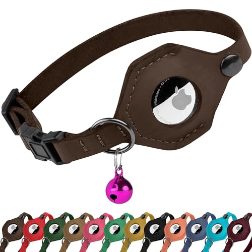 Breakaway Airtag Katzenhalsband aus Leder mit Glöckchen, weiches Haustierhalsband mit Apple-Airtag-Halter, verstellbare GPS-Halsbänder für Mädchen, Jungen, Katzen, Kätzchen, Welpen, leicht und Breakaway Airtag Katzenhalsband aus Leder mit Glöckchen, weiches Haustierhalsband mit Apple-Airtag-Halter, verstellbare GPS-Halsbänder für Mädchen, Jungen, Katzen, Kätzchen, Welpen, leicht und von BUDKAS