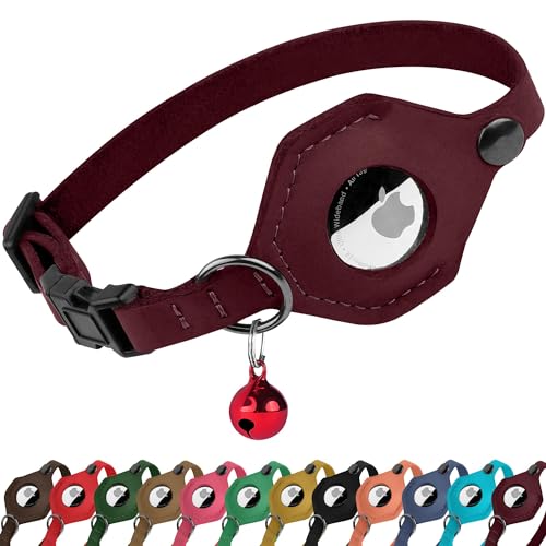 Breakaway Airtag Katzenhalsband aus Leder mit Glöckchen, weiches Haustierhalsband mit Apple-Airtag-Halter, verstellbare GPS-Halsbänder für Mädchen, Jungen, Katzen, Kätzchen, Welpen, leicht und Breakaway Airtag Katzenhalsband aus Leder mit Glöckchen, weiches Haustierhalsband mit Apple-Airtag-Halter, verstellbare GPS-Halsbänder für Mädchen, Jungen, Katzen, Kätzchen, Welpen, leicht und von BUDKAS