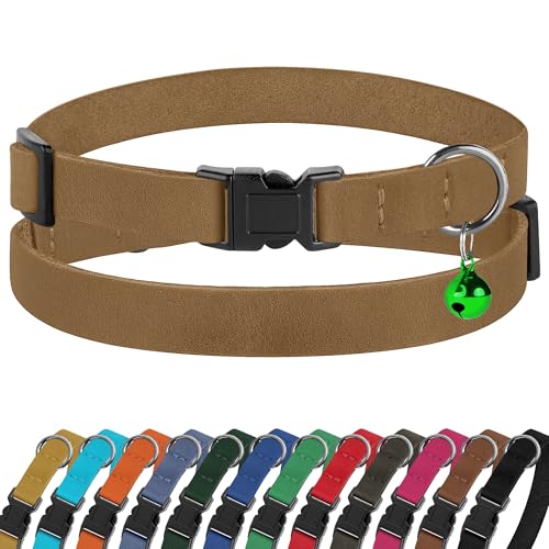 Breakaway Katzenhalsband aus Leder mit abnehmbarer Glocke – in 13 Farben erhältlich – weich, verstellbar, für Mädchen und Jungen, Sicherheit, leicht, Haustierhalsband, Rosa, Braun, Blau, Grün, Rot Breakaway Katzenhalsband aus Leder mit abnehmbarer Glocke – in 13 Farben erhältlich – weich, verstellbar, für Mädchen und Jungen, Sicherheit, leicht, Haustierhalsband, Rosa, Braun, Blau, Grün, Rot von BUDKAS