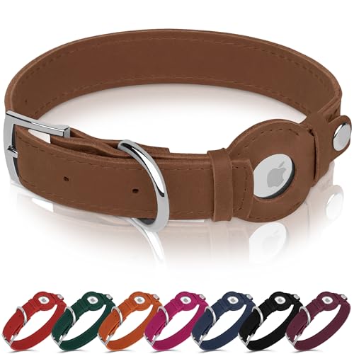 Hundehalsband aus Leder mit Airtag-Halterung, Apple AirTag-Hundehalsband, weiches Tracking, Smart-GPS, Haustierhalsband für kleine, mittelgroße und große Hunde, Welpen, (Tawny, S, 22,9 - 30,5 cm Hundehalsband aus Leder mit Airtag-Halterung, Apple AirTag-Hundehalsband, weiches Tracking, Smart-GPS, Haustierhalsband für kleine, mittelgroße und große Hunde, Welpen, (Tawny, S, 22,9 - 30,5 cm von BUDKAS