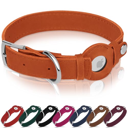 Hundehalsband aus Leder mit Airtag-Halterung, Apple AirTag Hundehalsband, weiches Tracking, Smart-GPS, Haustierhalsband für kleine, mittelgroße und große Hunde, Welpen (Braun, Größe L, Halsumfang 38,1 Hundehalsband aus Leder mit Airtag-Halterung, Apple AirTag Hundehalsband, weiches Tracking, Smart-GPS, Haustierhalsband für kleine, mittelgroße und große Hunde, Welpen (Braun, Größe L, Halsumfang 38,1 von BUDKAS