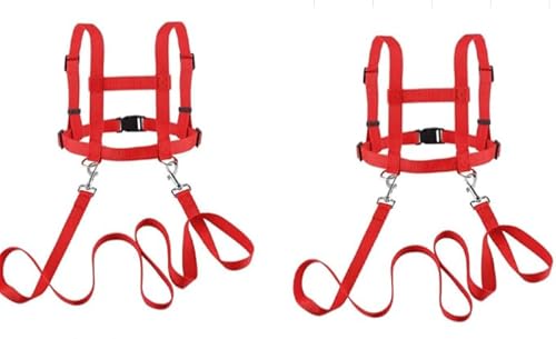 2er-Set Pferdeleine zum Spielen für Kinder, mehrfarbige Kinderleine, verstellbare Pferdeleine, Pferdeleine Kinder, geeignet für Skifahren, Rollenspiele, für Jungen und Mädchen zum Spielen(Rot) von BUERPINKING