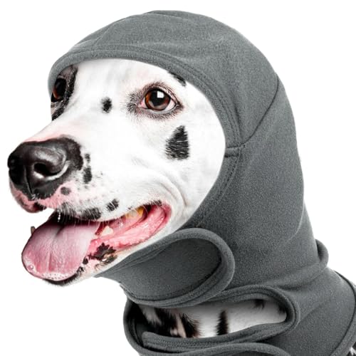 BUERPINKING Ohrenschützer Hund, Gehörschutz Hund für Lärmschutz Ohrenschutz Beruhigender Kapuzenpullover, Hundehaube Hündchen Verstellbarer Hundesnood für die FellFellpflege (Grau, L) von BUERPINKING