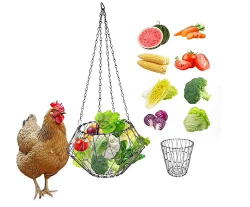 Hühner Gemüse Hängende Futterautomat, Faltbar 16,5 Zoll großer Spielzeug Huhn Obst Feeder Huhn Geflügel Obsthalter futi (1pcs) von BUERPINKING