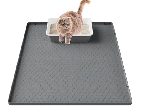 Katzenklo Matte 86x55cm, Groß Katzenstreu Matte, Lebensmittelechtem Silikon, Urin- & wasserdichte Katzenstreumatte, Katzenmatte Katzenklo, Vorleger Katzentoilette, Grau Katzenklo Matte 86x55cm, Groß Katzenstreu Matte, Lebensmittelechtem Silikon, Urin- & wasserdichte Katzenstreumatte, Katzenmatte Katzenklo, Vorleger Katzentoilette, Grau von BUERPINKING