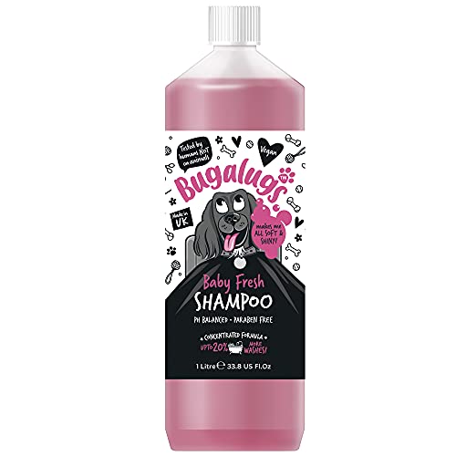 Bugalugs Baby Fresh Hunde-Shampoo, Hundepflege Shampoo-Produkte für schlehct riechende Hunde mit Babypuderduft, bestes Welpen-Shampoo, Baby Fresh, Shampoo Conditioner, veganes Haustier-Shampoo von BUGALUGS