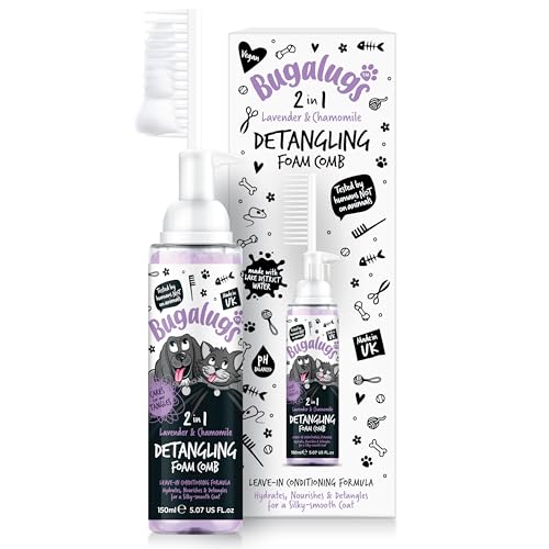 BUGALUGS - Entwirrungsspray ohne Ausspülen für Hunde – 250 ml – Lavendel und Kamille – gegen Verknoten – beruhigende Pflege – weiches und glänzendes Fell – Vegan – ohne Sulfate – empfindliche Haut BUGALUGS - Entwirrungsspray ohne Ausspülen für Hunde – 250 ml – Lavendel und Kamille – gegen Verknoten – beruhigende Pflege – weiches und glänzendes Fell – Vegan – ohne Sulfate – empfindliche Haut von BUGALUGS