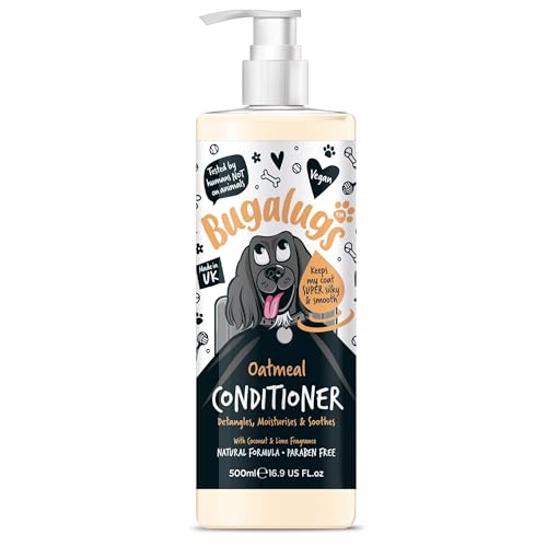 BUGALUGS Hunde-Conditioner mit Haferflocken- und Aloe-Vera-Hundeparfüm, bester Pflege-Conditioner für Hunde, Welpen und stinkende Haustiere, die entwirrt und Feuchtigkeit spendet, Verwendung mit von BUGALUGS