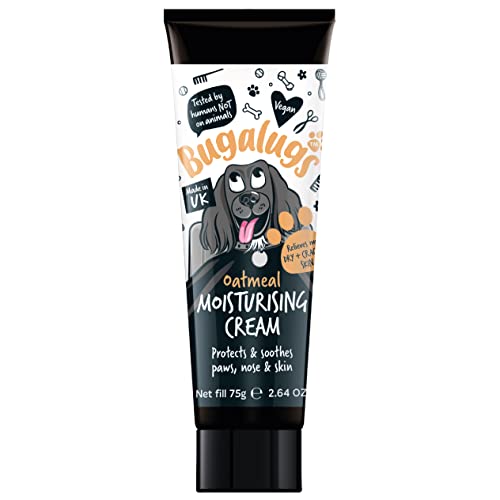 BUGALUGS Oatmeal Feuchtigkeitscreme für Hunde – Pflegt Pfoten, Nase & Haut 75g Tube Feuchtigkeitsspendend für trockene Nasen und Pfoten von BUGALUGS