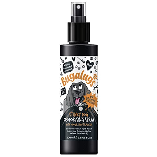BUGALUGS Stinky Dog Deospray für Hunde, Geruchskontrolle, 200 ml, beseitigt schlechte Gerüche, frischer und langanhaltender Duft, weiche Formel, für den täglichen Gebrauch, alle Arten von Fell und von BUGALUGS