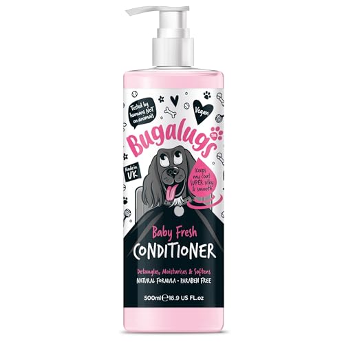 Bugalugs Baby Fresh Hundeconditioner Haarspühlung-Fellspühlung Fellpflege für Hunde 500ml mit Pumpdosierer Babypuder-Duft für alle Hunderassen von BUGALUGS