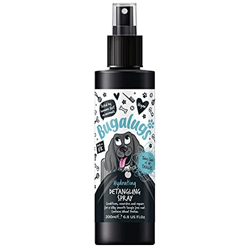 Bugalugs Dog Detangler Spray - Leave In Conditioner Spray für die Entfilzung Keine Verfilzungen Professionelle Hundepflege Formel enthält Weizenprotein. Pet Detangling Spray Knoten Entfernung (200 ml) von BUGALUGS